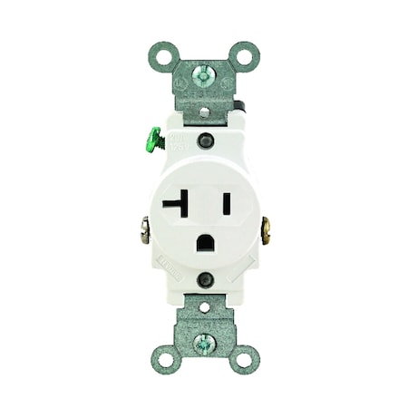 Leviton Straight Blade Receptacle, 5-20R, 20 A, 125V AC, 2 Pole, 3 Wire, Grounded 05801-KWS